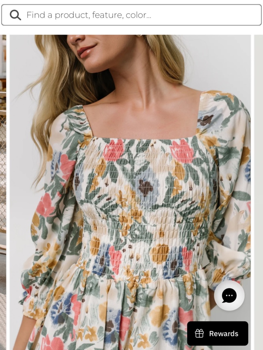 BALTIC BORN Floral Tiered Square-Neck Dress in Cream Pink Boho Small - Picture 3 of 13